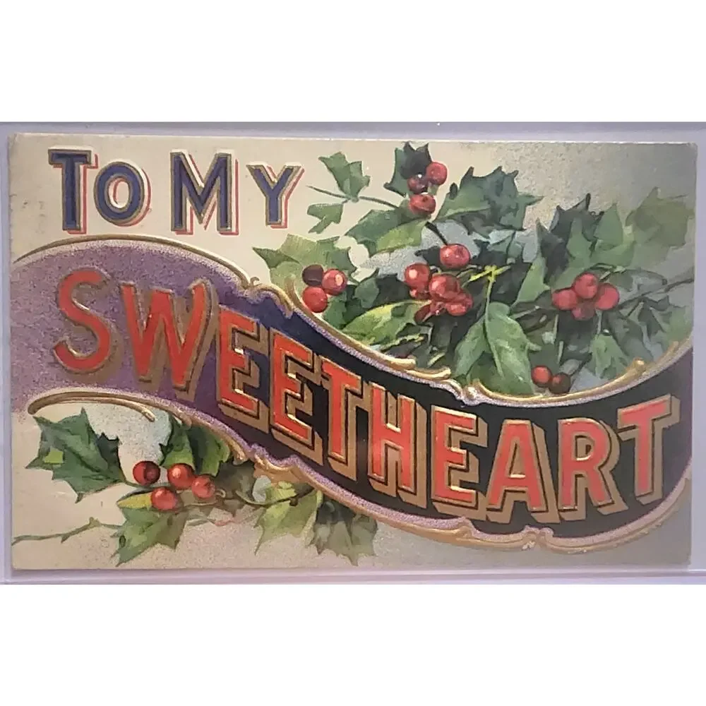 Lot Of Four Vintage Antique Embossed Postcards Flowers Darling Sweetheart Forget